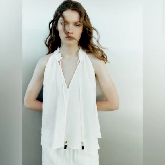 Zara Frayed Linen Top - Picture 2 of 9